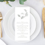 Menu Clássico Sage Green Wreath Floral Monograma Casame<br><div class="desc">Este design faz parte de uma coleção - contacte-nos se necessitar de artigos de papelaria adicionais</div>