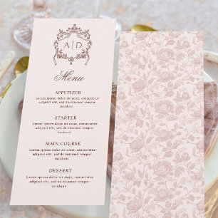 Menu Clássico Vintage Frame Crest Casamentos Monog