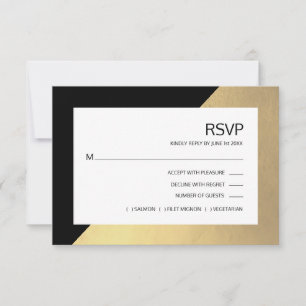 Menu Classn Modern Black Faux Gold Foil RSVP