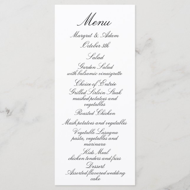 Menu Classy Wedding (Frente)