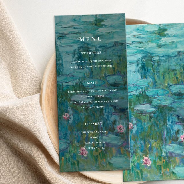 Menu Claude Monet Water Lily Wedding (Criador carregado)