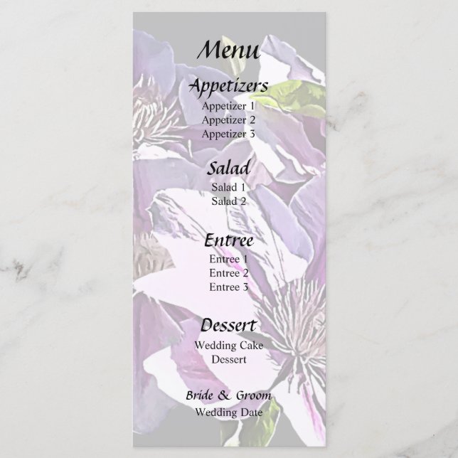 Menu Clematis Rosa (Frente)
