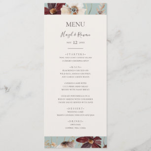 Menu Cobre Burgundy   Janto Teal Wedding