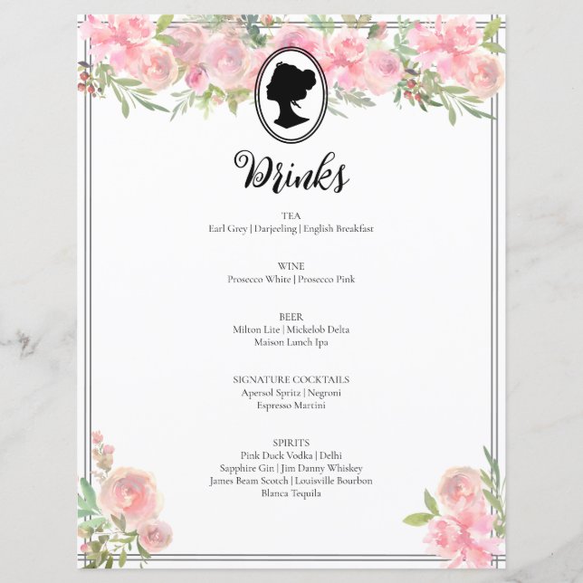 Menu Cocktail, Chá de panela Floral Rosa, (Frente)