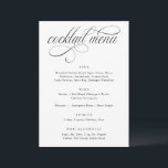Menu Cocktail de Casamento de Luxo da Caligrafia E<br><div class="desc">Menu Cocktails de Casamento de Luxo: adicione um toque sofisticado à configuração do seu bar com este menu de cocktail de luxo,  com caligrafia elegante e um layout limpo. Perfeito para casamentos formais,  eventos de gravata negra ou comemorações de escala superior.</div>