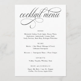 Menu Cocktail de Casamento de Luxo da Caligrafia E