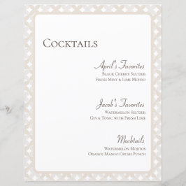 Menu Cocktail Personalizável Boho Wedding 8.5X11