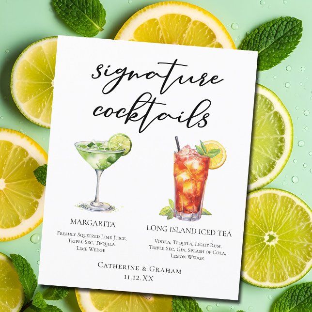 Menu Cocktails da Assinatura do Chá Margarita Long (Criador carregado)