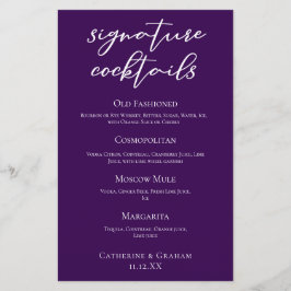 Menu Cocktails da Assinatura Real de Casamento Púr