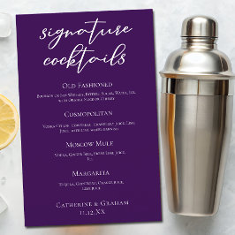 Menu Cocktails da Assinatura Real de Casamento Púr
