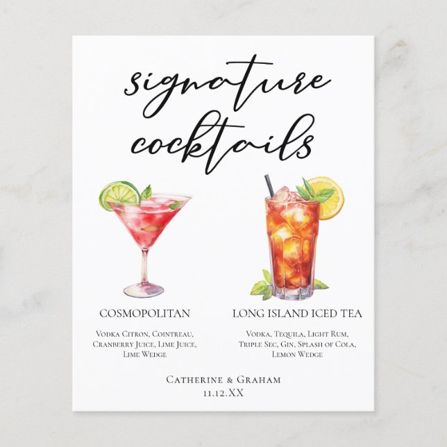 Menu Cocktails de Assinatura Cosmopolitan Long Isl (Frente)