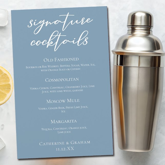 Menu Cocktails de Assinatura de Casamento Branco D (Criador carregado)