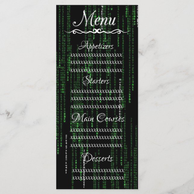 Menu Código da matriz (Frente)