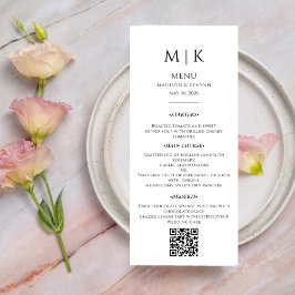 Menu Código QR de Casamento Russo de Caligrafia Simples