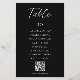 Menu Código QR do Gráfico de Casamento Preto