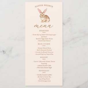 Menu Coelho de Aquarela Marrom Com Orelhas Em Bege de P