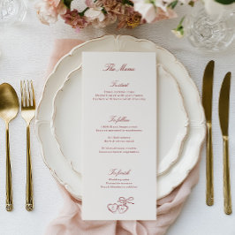 Menu Colar Ilustrado Vermelho Cardápio de Casamento Cap