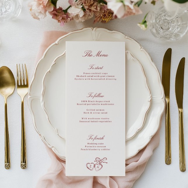 Menu Colar Ilustrado Vermelho Cardápio de Casamento Cap (Criador carregado)