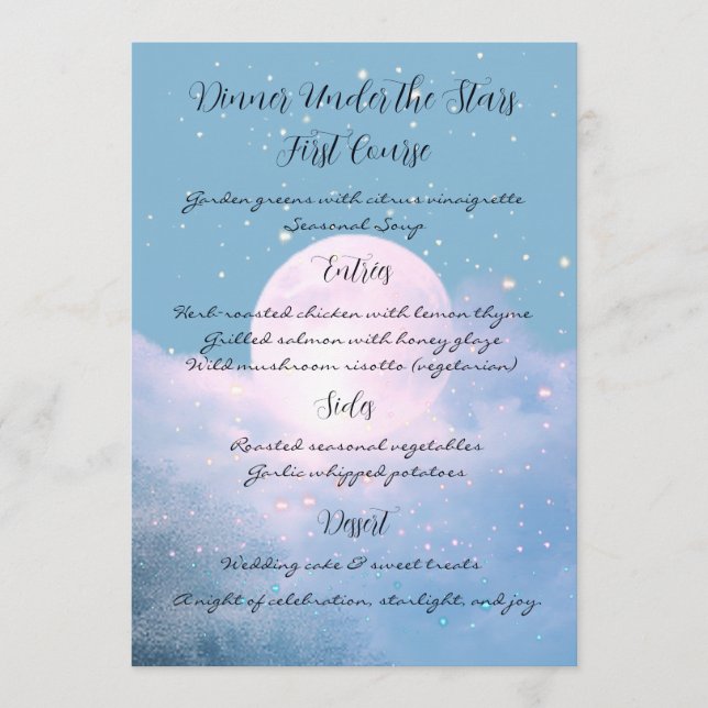 Menu Coleção de Casamento Atmosférico Luar Brilhante (Frente)