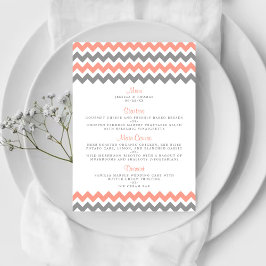Menu Coleção de Casamento Moderno Chevron - Rosa e Cinz
