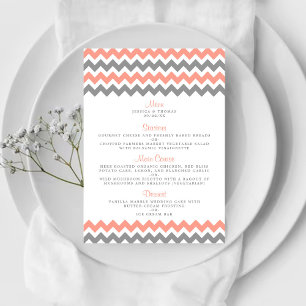 Menu Coleção de Casamento Moderno Chevron - Rosa e Cinz