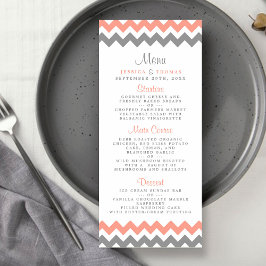 Menu Coleção de Casamento Moderno Chevron - Rosa e Cinz