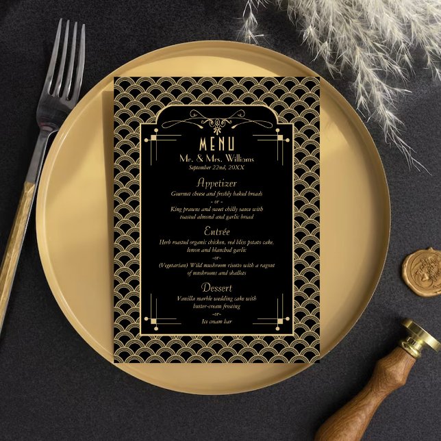 Menu Coleção de Casamentos Art Deco Gatsby, de 1920 (Criador carregado)