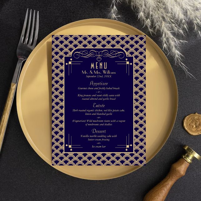 Menu Coleção de Casamentos Art Deco Gatsby, de 1920 (Criador carregado)