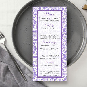 Menu Coleção de Casamentos de Paisley Moderno - Roxo