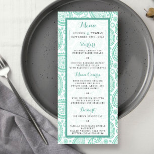 Menu Coleção de Casamentos de Paisley Moderno - Verde