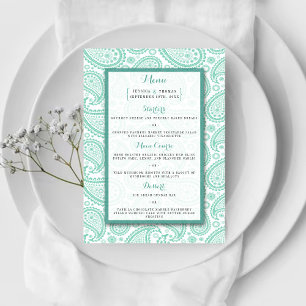Menu Coleção de Casamentos de Paisley Moderno - Verde
