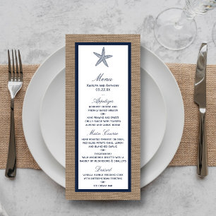 Menu Coleção de Casamentos de Praia de Starfish Burlap,