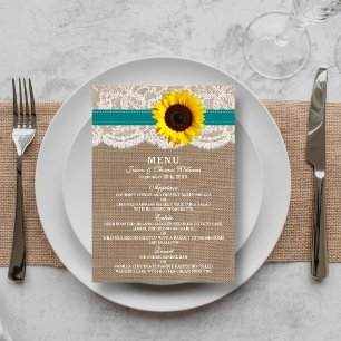Menu Coleção de Casamentos Russos de Girassol - Teal
