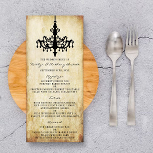 Menu Coleção de Casamentos Vintage Chandelier