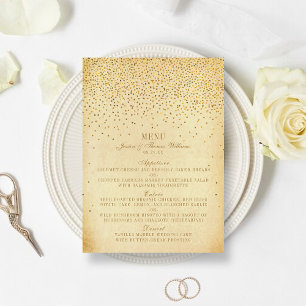 Menu Coleção de Casamentos Vintage Glam Dourado Confett