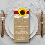 Menu Coleção Kraft, Lace & Sunflower - Vermelho<br><div class="desc">A coleção Kraft, lace e girassol é uma design impressionante que apresenta um adorável fundo de efeito de papel rústico Kraft com um romântico efeito de renda branca vintage, acabado com um girassol atordoante e um efeito de fita vermelha. Esses menus podem ser personalizados para sua ocasião especial e fariam...</div>