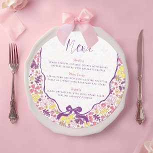 Menu Colorido Desenho Floral a Lápis Baby Shower