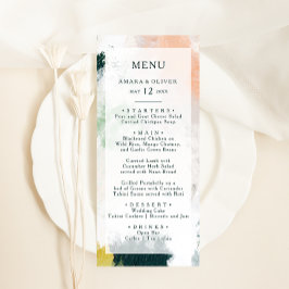 Menu Colorido do Janto de Casamento Abstrato