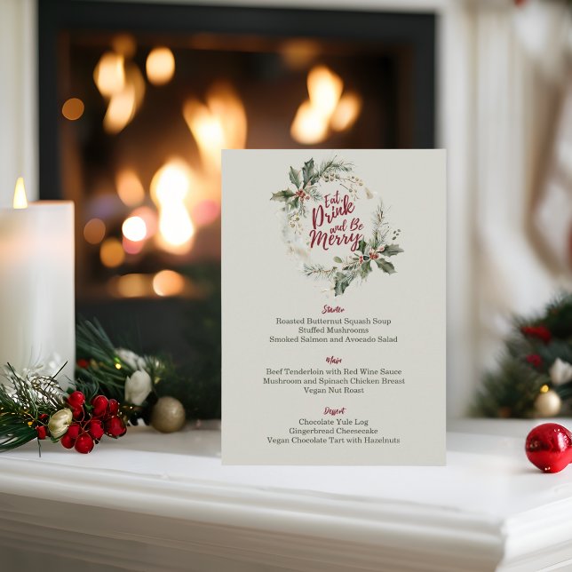 Menu Coma, beba e seja Feliz Natal moderno (Criador carregado)