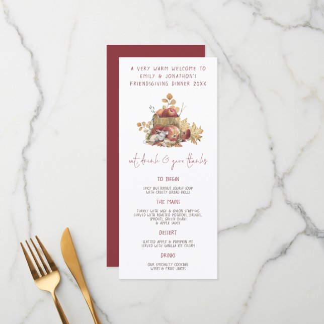 Menu Coma Bebida Dê aos Obrigados a Ação Amiga do Mouse (Frente/Verso In Situ)