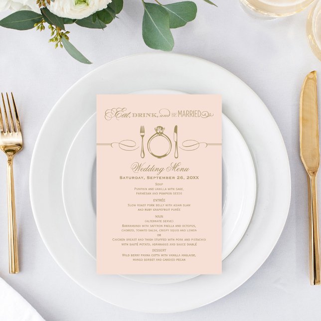 Menu Coma Bebida e Casem-se Dourado Casamento (Criador carregado)