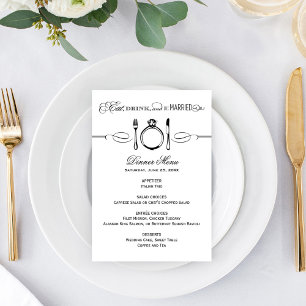 Menu Comer Beber e Casar Jantar de Casamento Preto