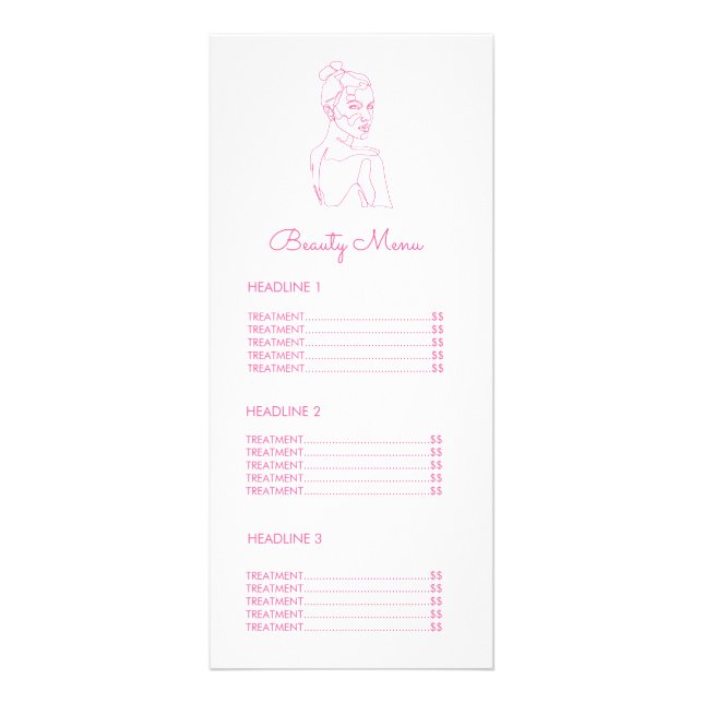 Menu Comercial do Desenho de Linha Rosa (Frente)