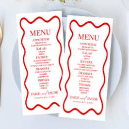 Menu Comida de Casamento com Borda Ondulada Elegante Ve