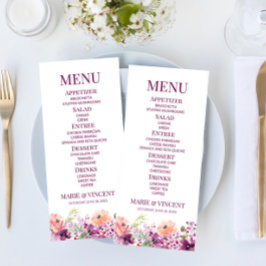 Menu Comida De Casamento De Flores De Roxo Violeta
