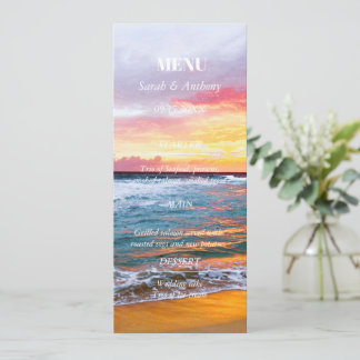 Menu Comida de Casamento de Verão de Praia Tropical