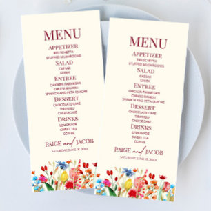 Menu Comida de Casamento do Jardim Floral de Flores Sel