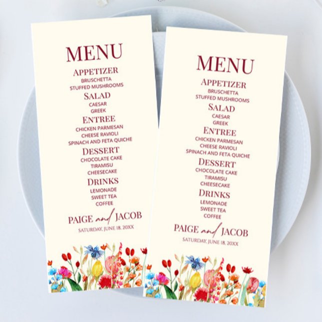 Menu Comida de Casamento do Jardim Floral de Flores Sel (Criador carregado)