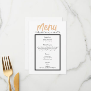 Menu Comida de Casamento Minimalista Clássica Simples P