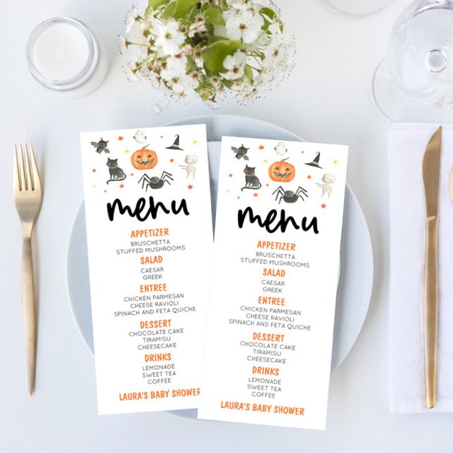 Menu Comida de Chá de fraldas de Abóbora Spooky Hallowe (Criador carregado)